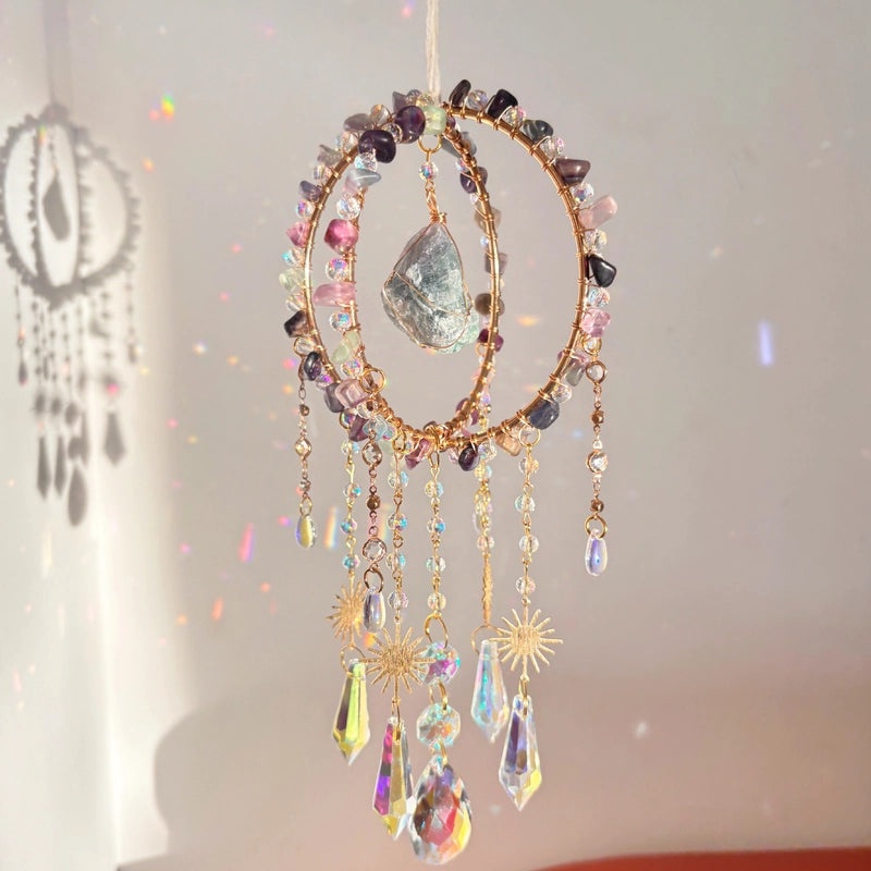 Girls Sweet Geometric Crystal Dreamcatcher Wall Hanging Home Decor