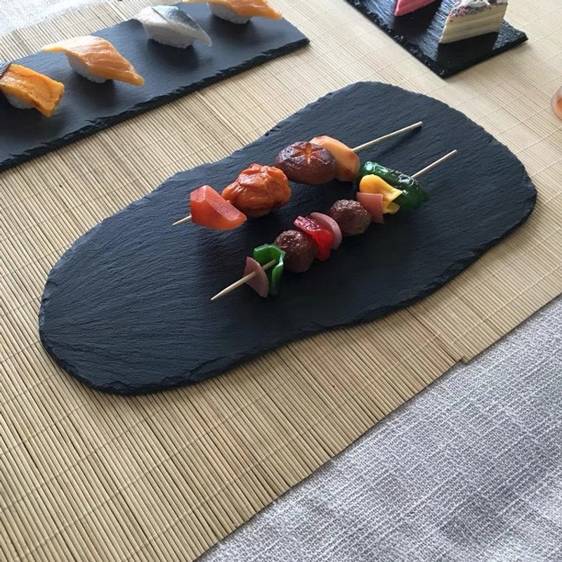 Japanese-Korean Style Black Slate Dinner Plate for Sushi Dessert Western Food Steak | Dinnerware & Plates