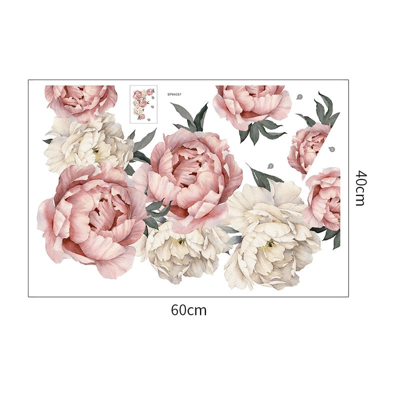 Peony Flower PVC Wall Stickers Self-adhesive TV Background Decoration for Living Room | Home Decor Wall Stickers