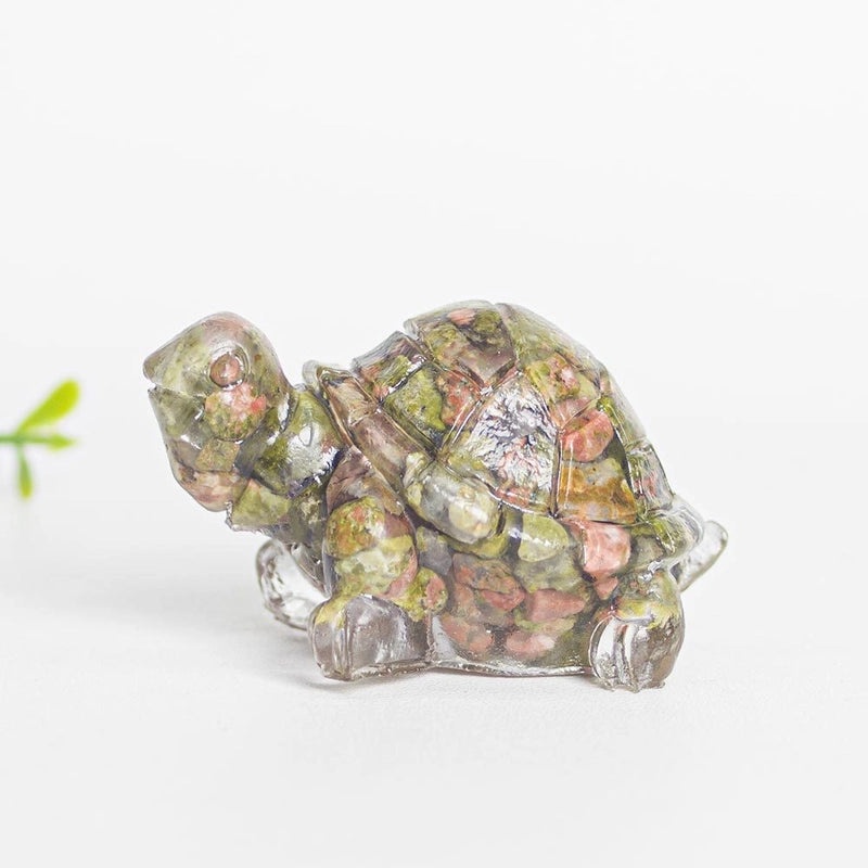 Minimalist Tortoise Figurine with Natural Crystal Accents|Home Decor