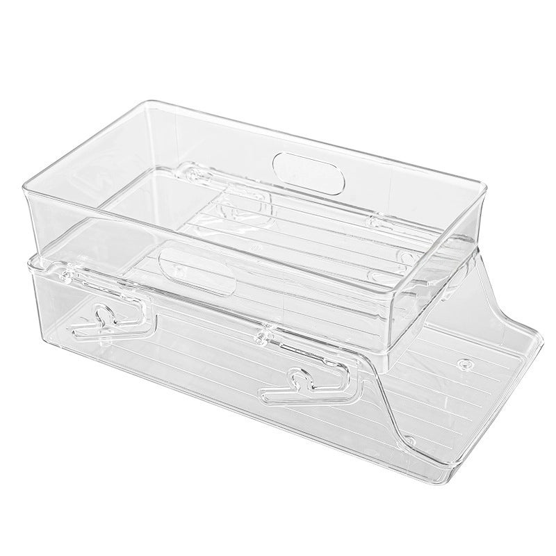 Transparent Double Layer PET Rolling Beverage Storage Organizer Box|Home & Kitchen Storage
