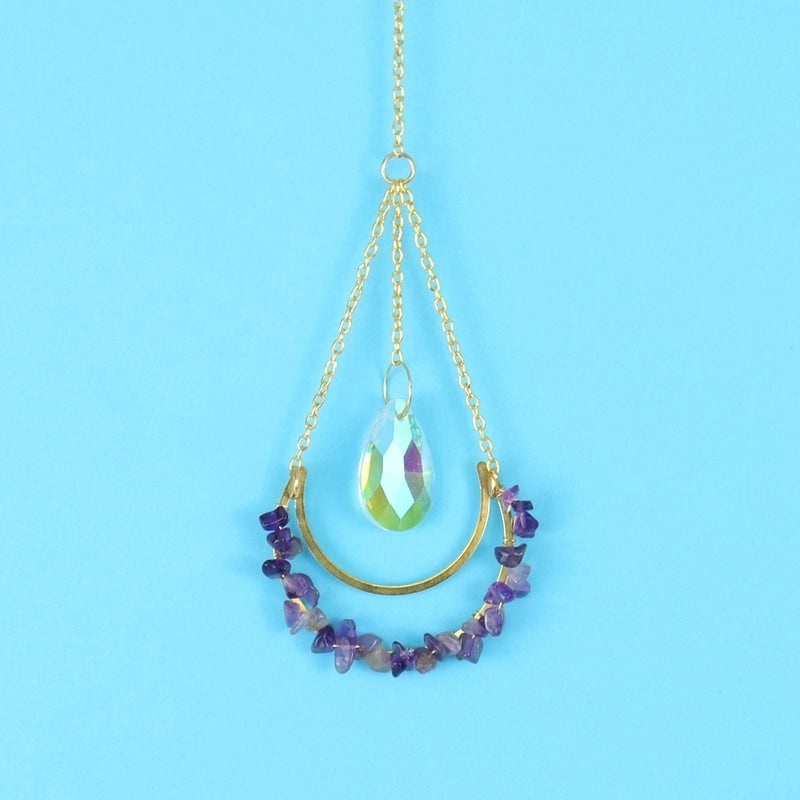 Elegant Water Droplet Copper Pendant with Artificial Crystals | Jewelry & Accessories