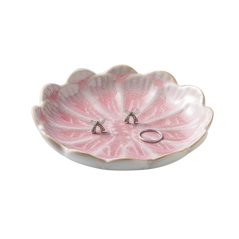 Ceramic Lotus Jewelry Plate Blue Pink Nordic Style Snack Tray Household Storage Dish|Home Decor & Storage