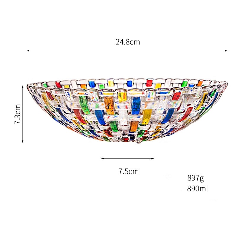 Hand Painted Colorful Vase and Woven Pattern Fruit Plate with Lid, Candy Jar, Painted Glass Juice and Whiskey Wine Glass|Home Decor & Drinkware