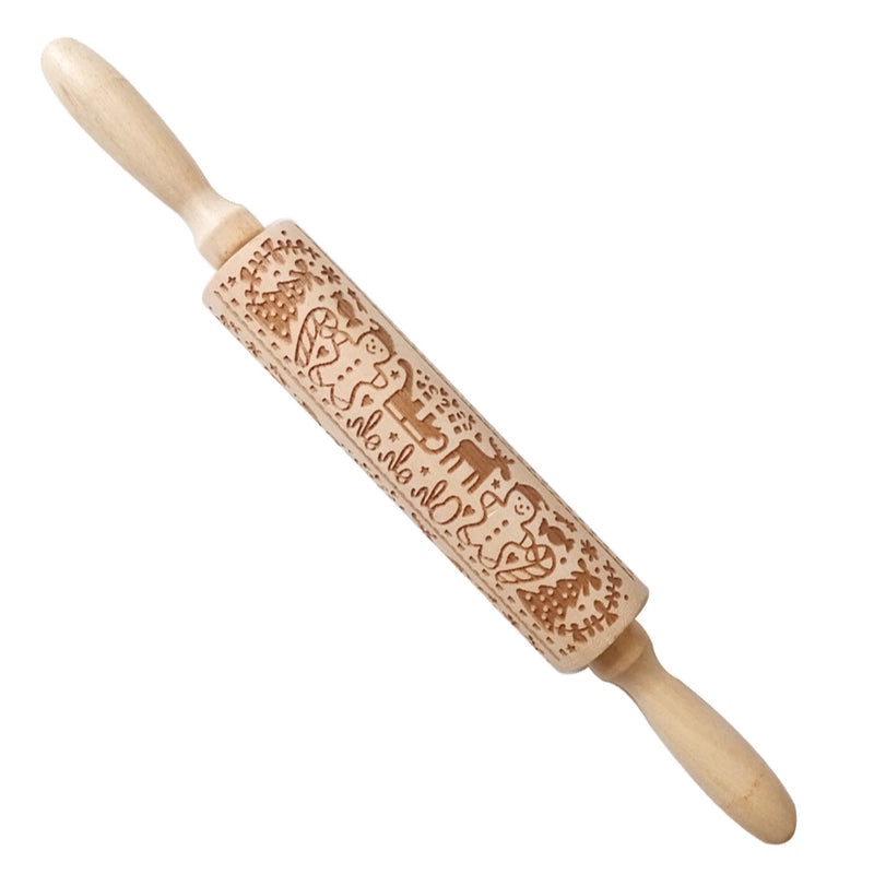 Christmas Elk Cartoon Rolling Pin Ethnic Style Theaceae Muhe | Kitchen Utensils & Baking Tools