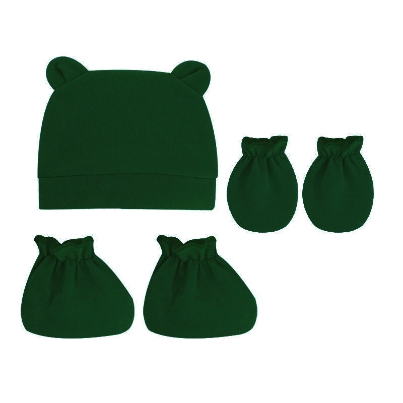 Newborn Baby 3 Piece Set Solid Color Hat Gloves and Foot Cover 0-3 Months|Baby Accessories