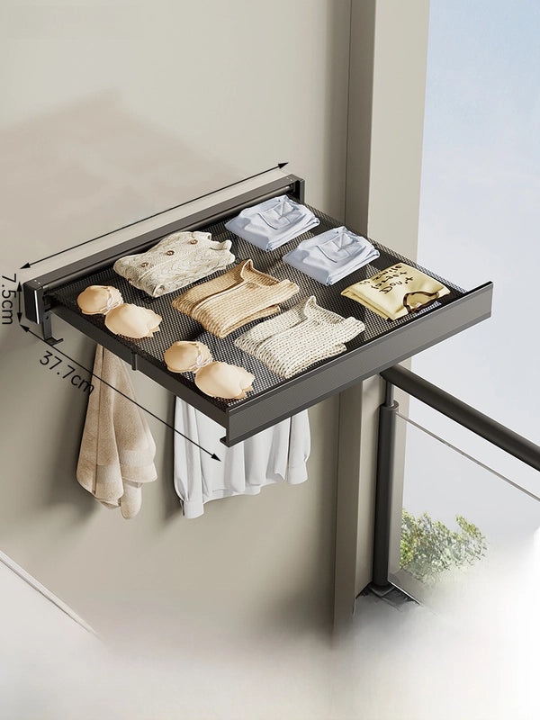 Balcony Foldable Invisible Wall-Mounted Clothes and Shoes Drying Rack Telescopic Non-Punch for Socks | Home Storage & Organization