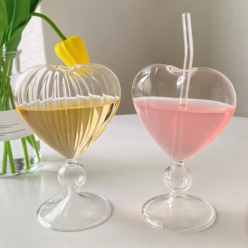 Red Love Cup with Straw Glass for Bar and Cocktail | Drinkware & Bar Accessories