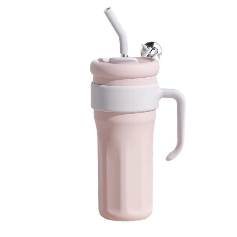 Large Capacity Stainless Steel Straw Water Bottle for Girls with Handle | Drinkware & Water Bottles
