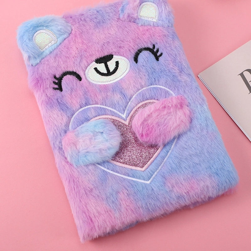 Red Heart Bear Plush Notebook Cute Learning Journal|Stationery & Office Supplies