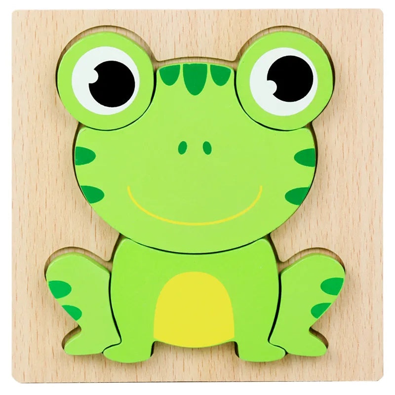 Wooden 3D Animal Puzzle for Kids Early Learning Handheld Board Cartoon Educational Toy | Educational Toys & Games