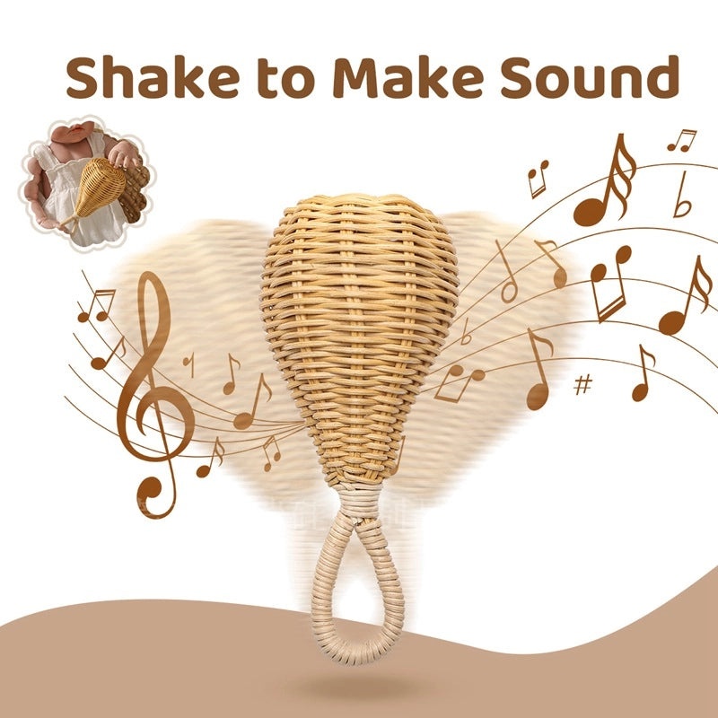 Hand-woven Pear-shaped Rattan Baby Rattles | Baby Toys & Educational Gifts