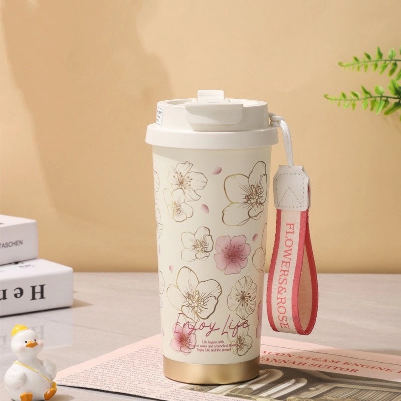 Stylish Floral Design 304 & 316 Stainless Steel Insulated Thermos Bottle 1 Piece|Drinkware & Tumblers