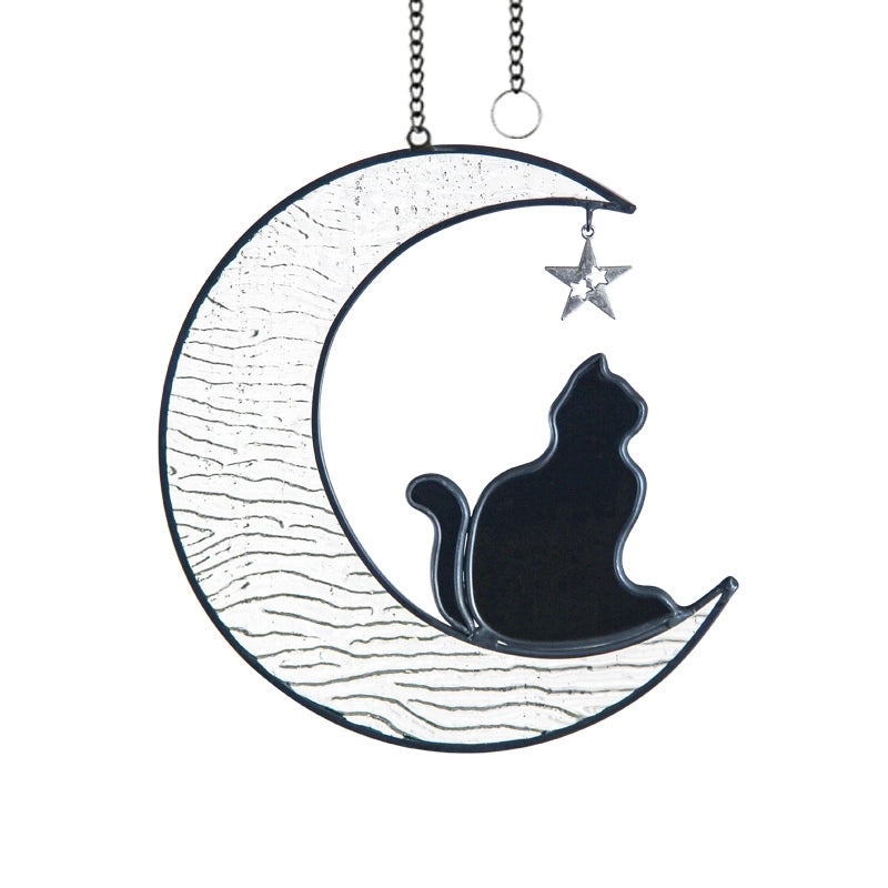 Retro Star Moon Cat Glass Pendant Necklace|Fashion Accessories