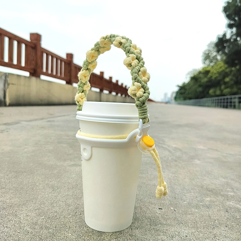 Floral Cotton Rope Water Bottle Holder Lanyard | Drinkware Accessories