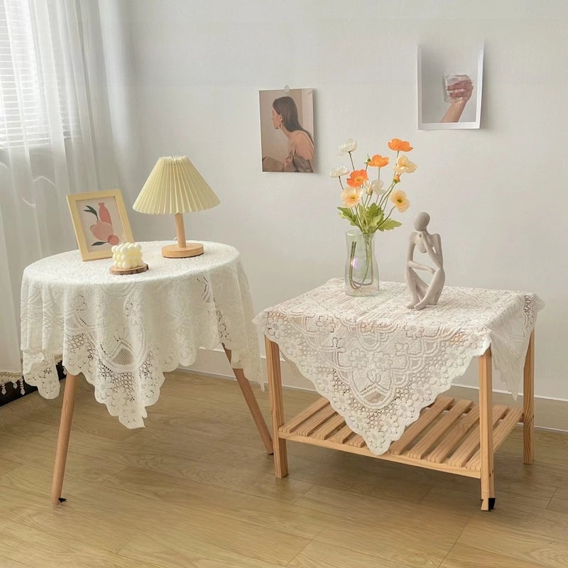 Thickened Lace Tablecloth Non-slip Square Sofa Cover Multi-functional Knitted Chiffon Towel|家居纺织品