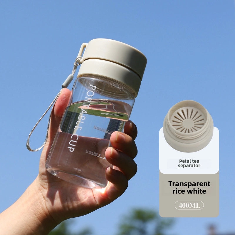 Large-capacity Outdoor Sports Water Bottle with Frosted Plastic Portable Rope Customizable Tea Drain Cup|运动水壶