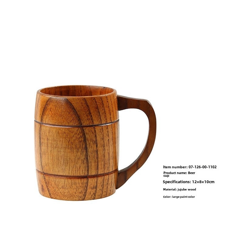 Japanese Retro Jujube Wood Mug Solid Wood Tea Cup Beer Cup Vintage Home Drinkware|Home & Kitchen > Drinkware > Mugs & Cups