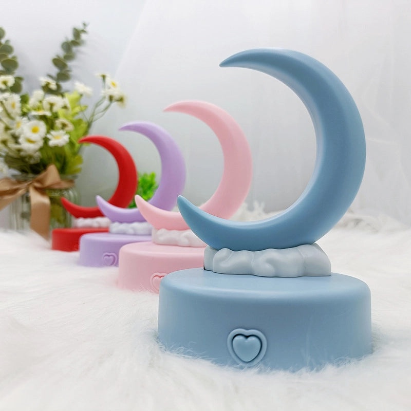 Romantic Crescent Moon Night Light Bedside Desk Lamp Handmade DIY Luminous Decorative Ornament|Home Decor & Lighting