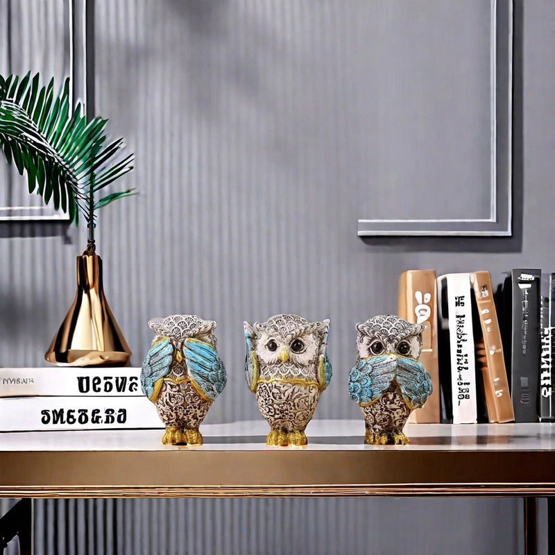 Cute Cartoon Owl Resin Figurines for Home Decor|Home Decor & Ornaments