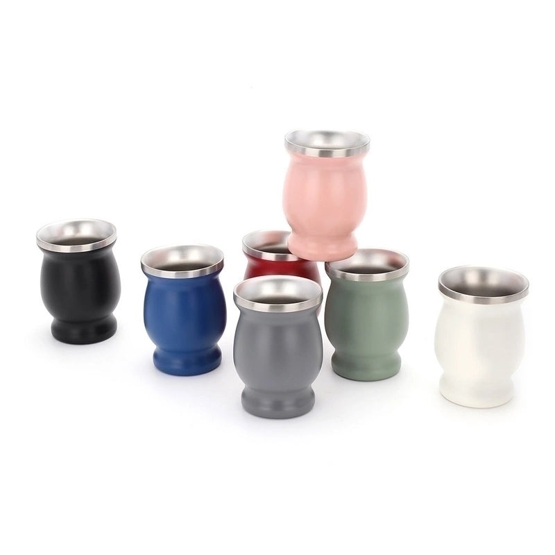 Stylish Solid Color Stainless Steel Thermos Cup with Straw 1 Set | Drinkware & Accessories