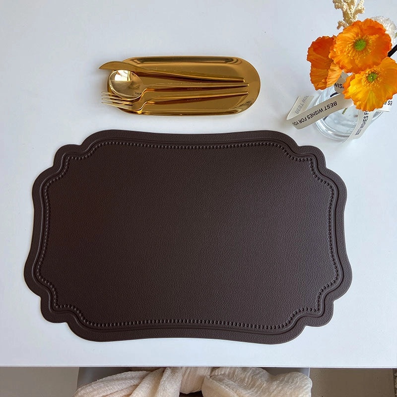 Nordic Imitation Leather Placemat | Waterproof Heat-Resistant Table Mat for Hotel and Home Dining | Dining Table Accessories|餐具配件