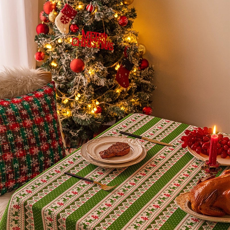 Elegant Chinese-Inspired Color Block Polyester Tablecloth for Dining Room | Home Decor & Table Linens