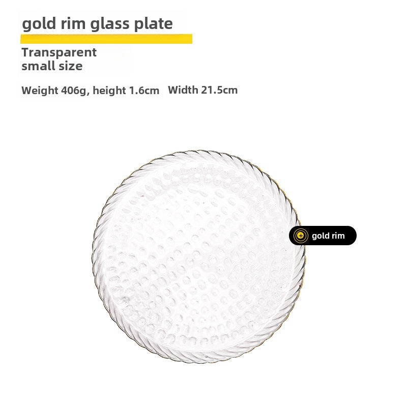 Golden Edge Nordic Style Glass Fruit and Dinner Plate Set | Dinnerware