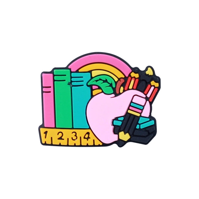 Rainbow Pencil Silicone Beads for DIY Jewelry Making Kids Cartoon Blackboard Loose Beads|Children's Craft Supplies