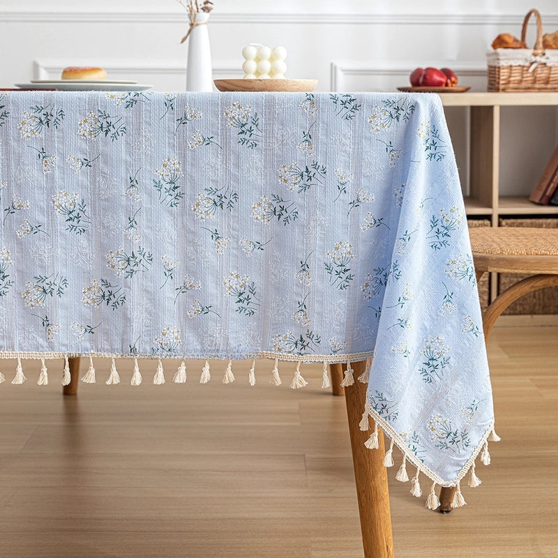Fresh Daisy Floral Cotton Linen Tablecloth for Coffee and Dining Tables|Home Decor Table Linens