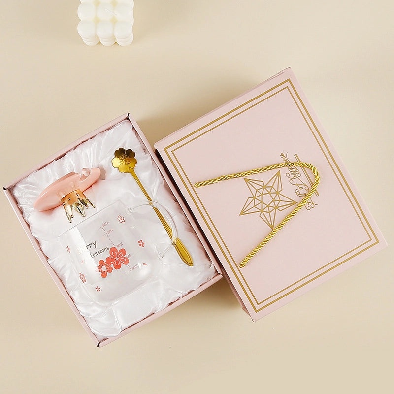 Floral Pattern Glass Water Bottles Set of 1 | Drinkware & Bottles