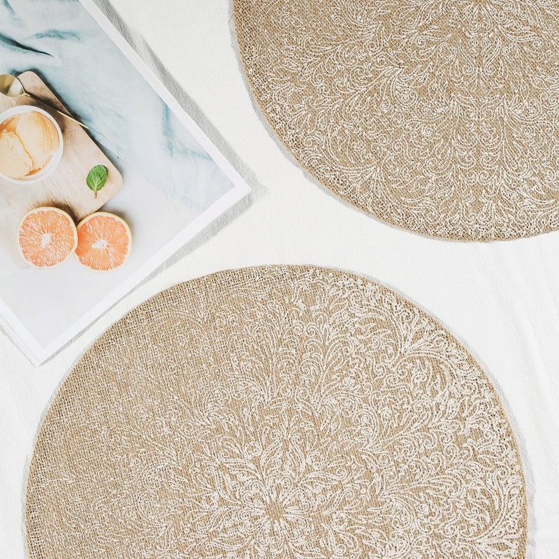 Chinoiserie Style Wooden Placemat for Vacation Dining Solid Color|Home Decor Tableware