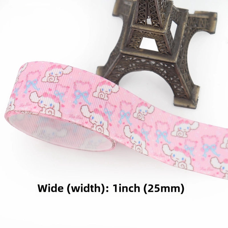 Cartoon Soft Color Thermal Transfer Printed Ribbed Ribbon DIY Handmade Bow Hair Accessory Gift Packaging|Hair Accessories