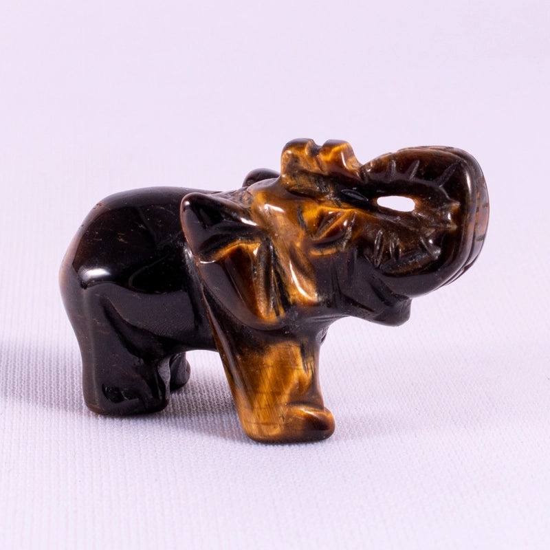 Elegant Minimalist Elephant Figurine with Tiger Eye Gemstone | Home Decor Ornaments