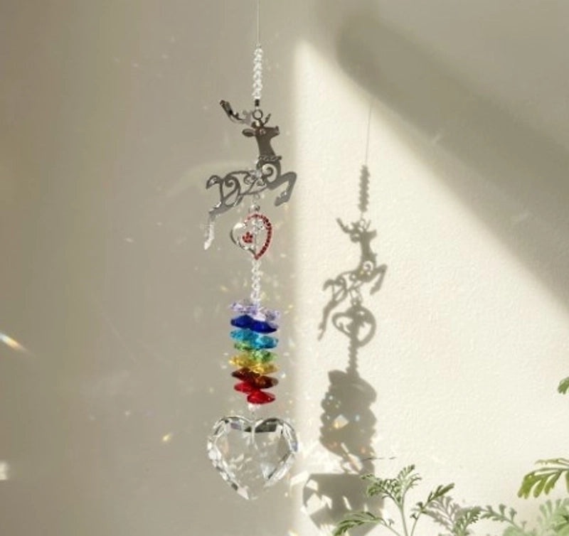 Vintage Christmas Reindeer Crystal Wind Chime Wall Hanging Decoration|Home Decor