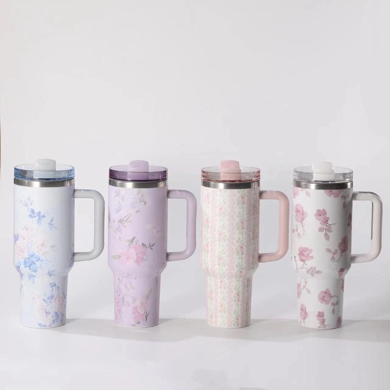 Elegant Floral 304 Stainless Steel Thermos Flask 350ml | Drinkware & Travel Mugs