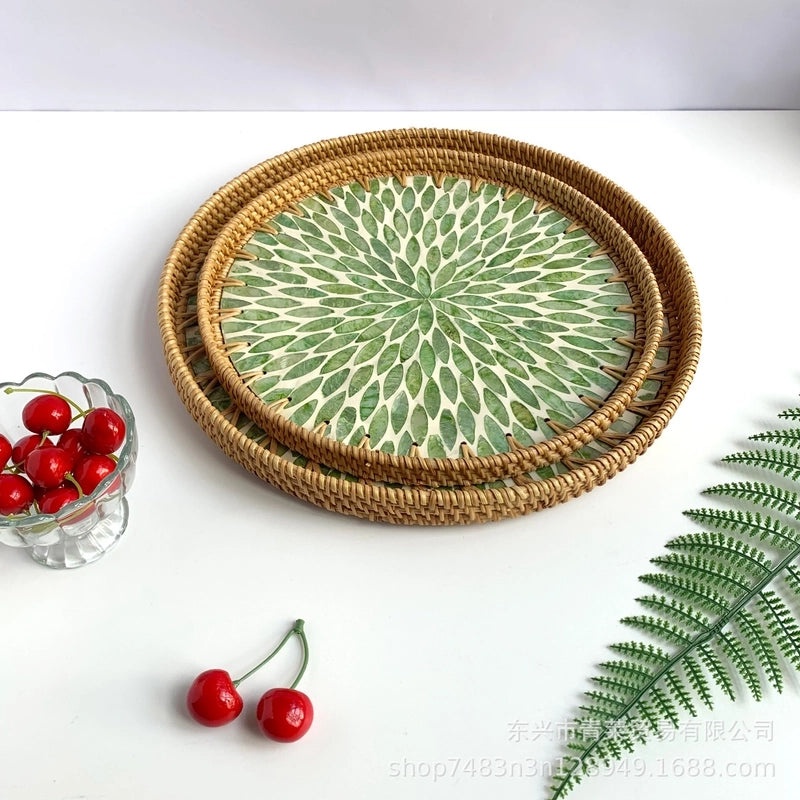 Natural Floral Grass Shell Fruit Tray|Home Decor Tableware