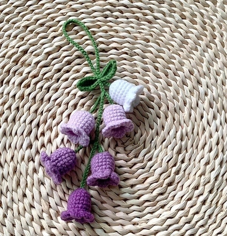 3 Pieces Hand-Crocheted Chlorophytum Yarn Potted Ornaments for Car Rearview Mirror | Car Accessories