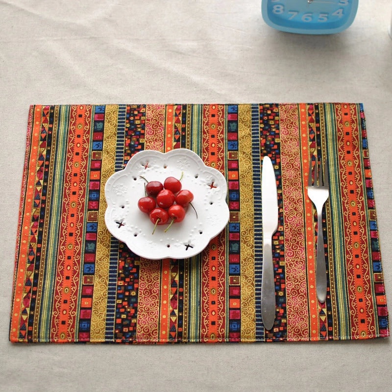Chinese Double-layer Table Mat Ethnic Bohemian Dining Cloth Napkin Western Style|Dining Table Accessories