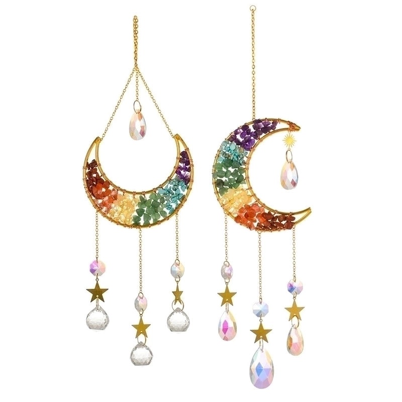 Natural Crystal Moon Wind Chime for Home Decor|Home Decor Accessories