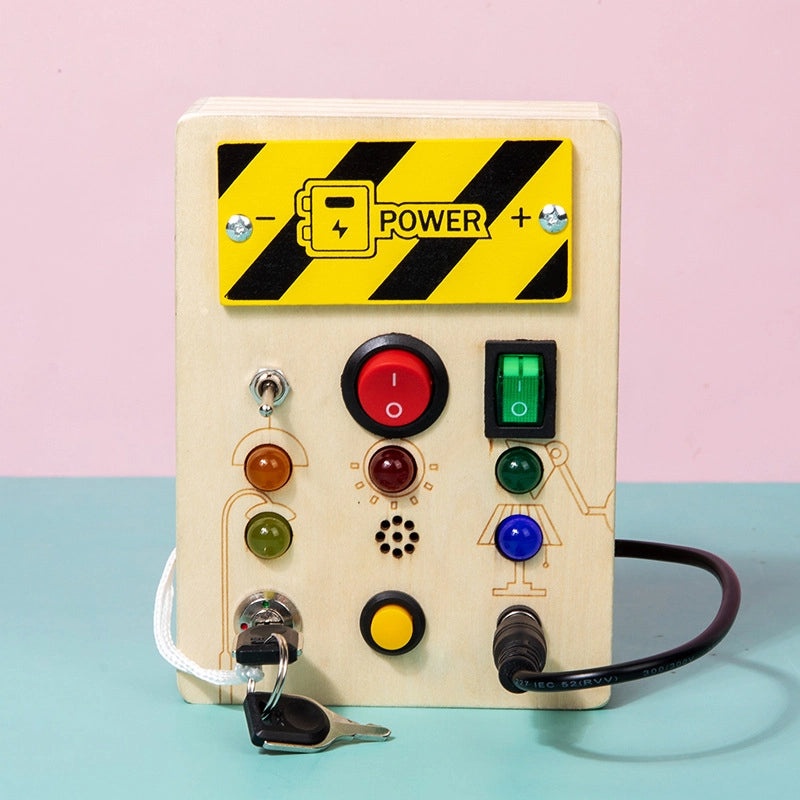 Children's Educational Wooden Busy Board with LED Light Switch | Early Learning Toys