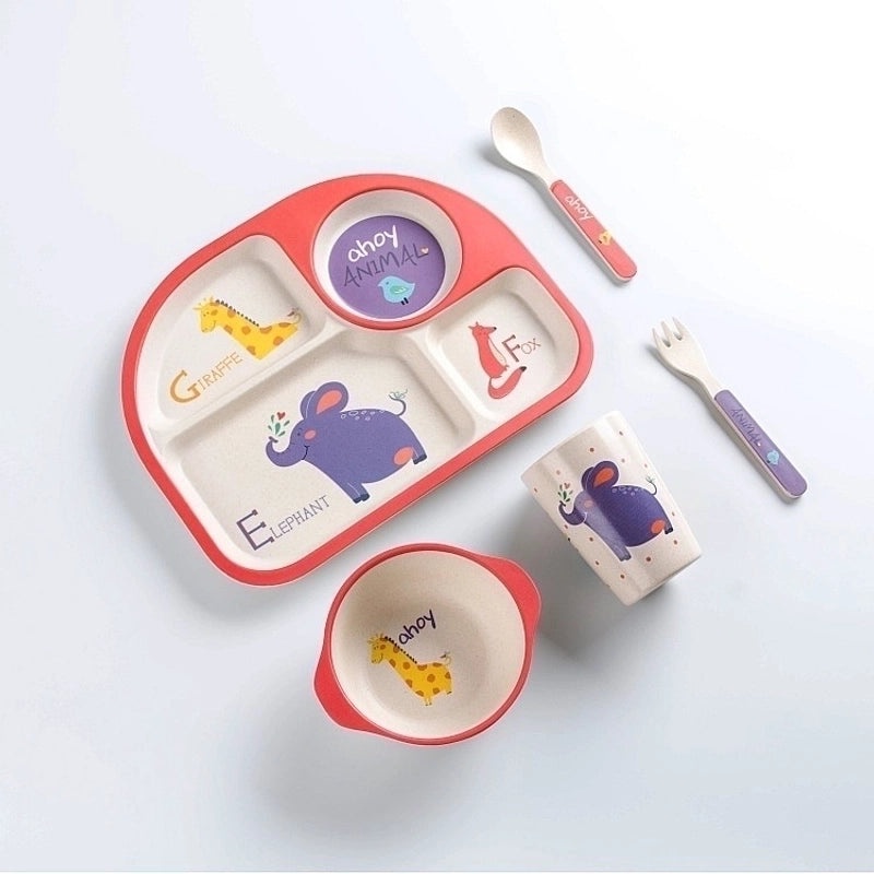 Adorable Cartoon Bamboo Fiber Tableware Set for Kids | Kids Tableware