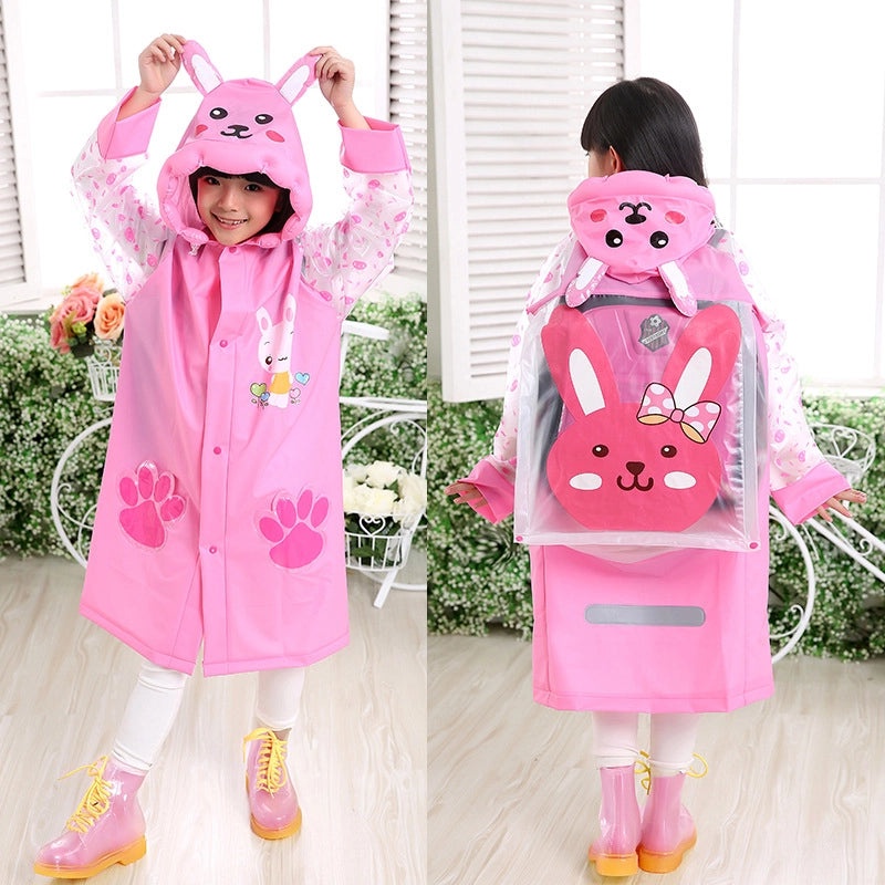 Kids Inflatable PVC Rain Poncho with Bag Portable Waterproof One-piece Cute Student Outdoor Raincoat|Children's Rainwear