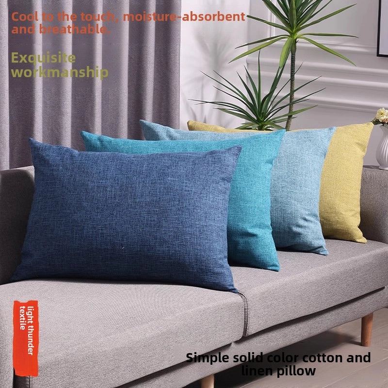 Solid Color Cotton Linen Sofa Cushion Cover Large Back Pillowcase for Living Room Bedside | Home Decor Cushions