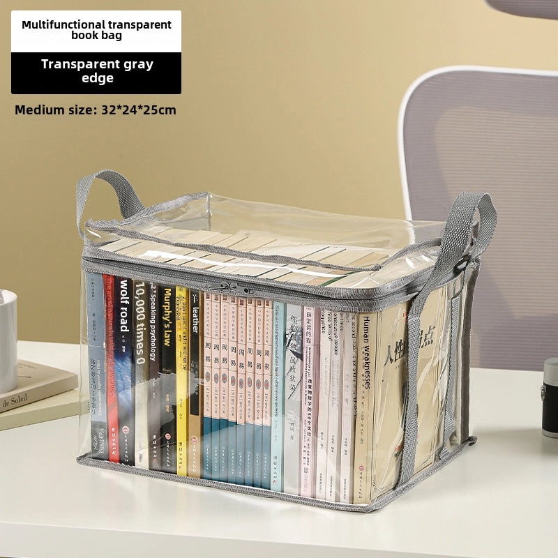 Transparent Foldable Book Storage Box for Student Dormitory Classroom | Home Storage & Organization