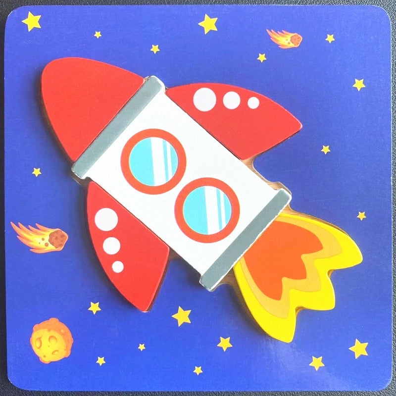 Wooden 3D Animal Puzzle for Kids Early Learning Handheld Board Cartoon Educational Toy | Educational Toys & Games