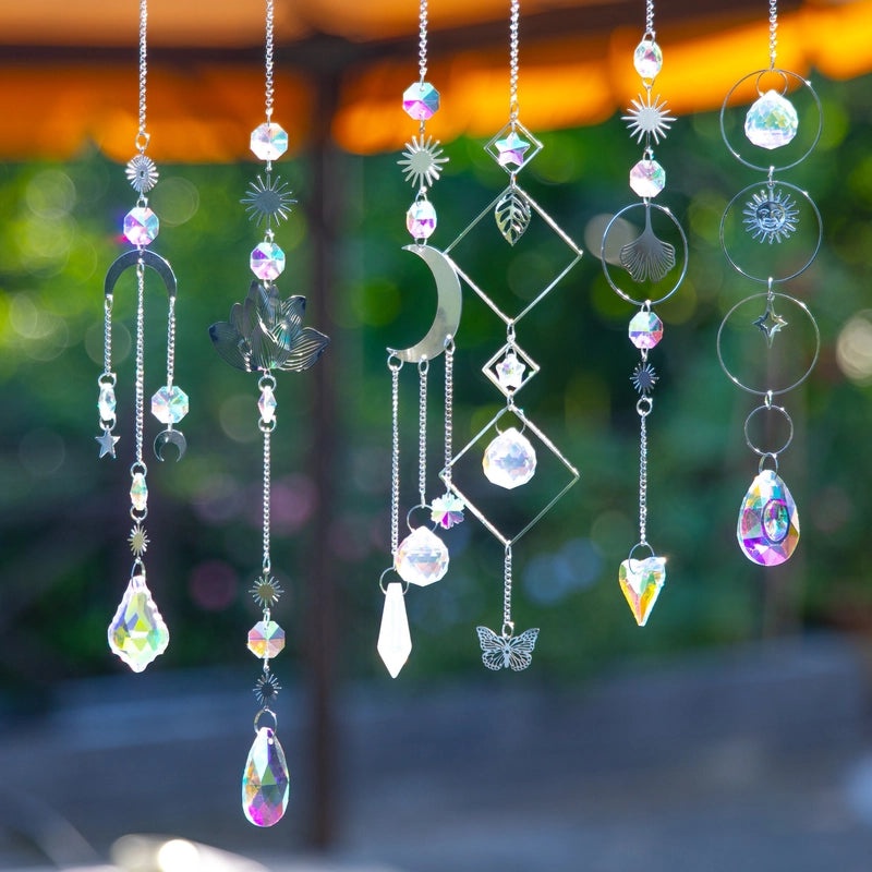 Moon and Lotus Crystal Suncatcher|Home Decor Accessories