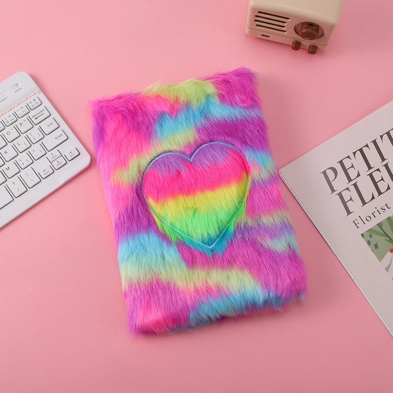 Red Heart Cat Plush Notebook Novelty Letter Design|Stationery & Notebooks
