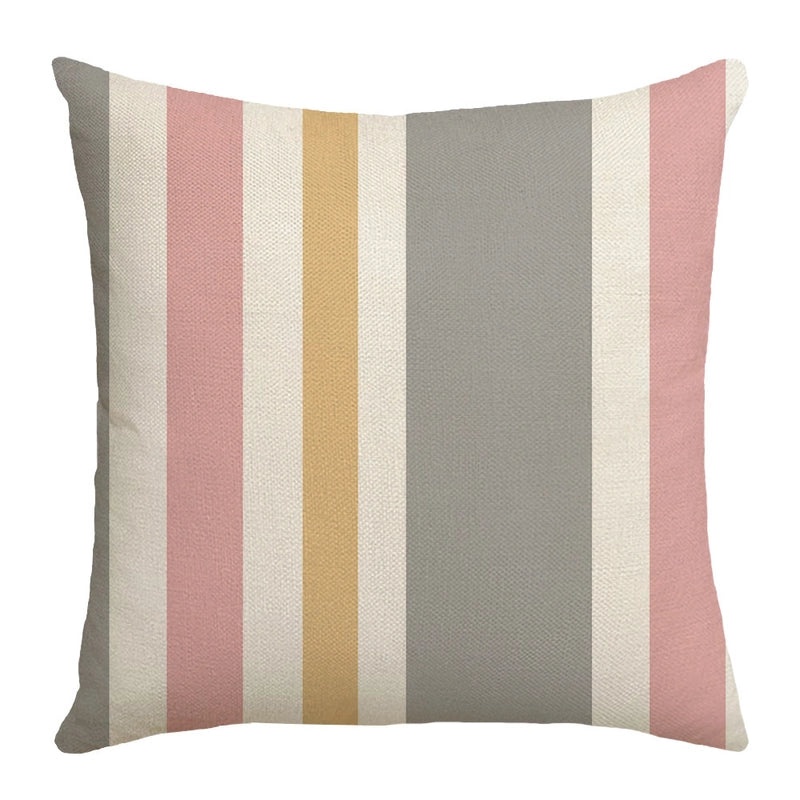 Pink Geometric Linen Cushion for Sofa and Car Waist Support Nordic Light Luxury Style|Home Decor Cushions