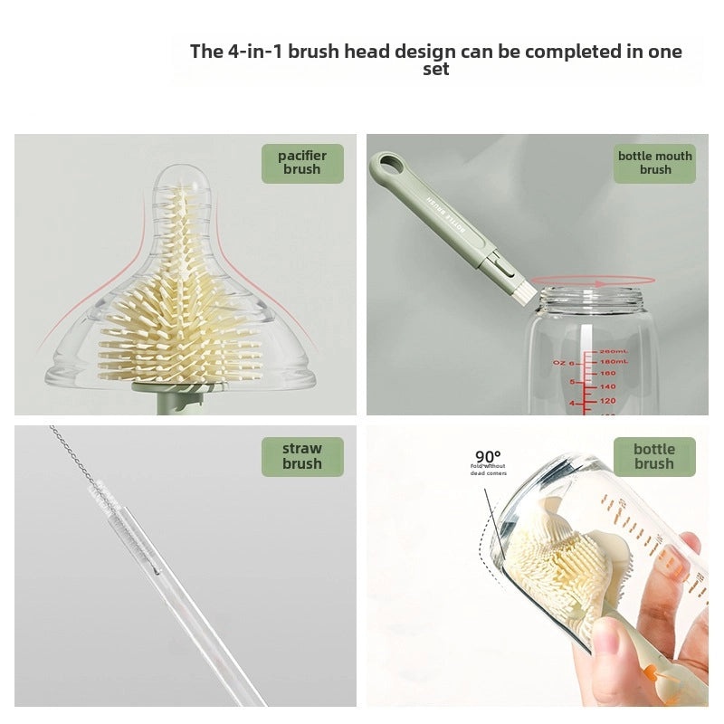Multifunctional Baby Bottle and Nipple Cleaning Brush Portable Straight Handle Water Cup Cleaner|Baby Bottle Brushes & Cleaning Tools